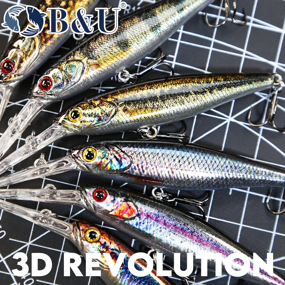 B & U 68 мм 3D печать Shad под – обзор и цена Fishing Lure Jerkbait